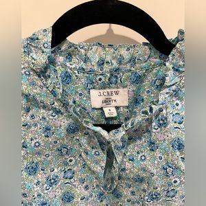 J.Crew Liberty print ruffle neck/sleeve blouse. Party shirt. Perfect Pre-owned